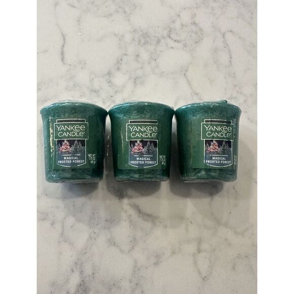 Yankee Candle MAGICAL FROSTED FOREST Votives 1.75oz Set Of 3 NEW SEALED - Picture 1 of 3